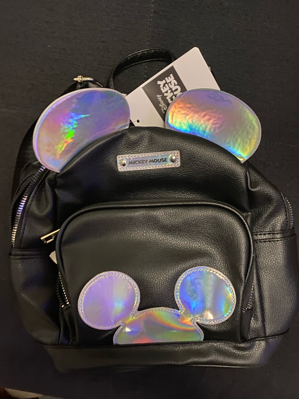 Disney Black Backpack with Holographic Mickey Ears